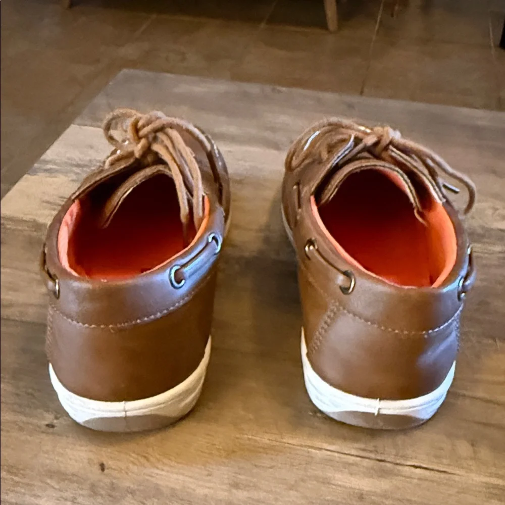 Kids Brown Moccasins with Orange Lining